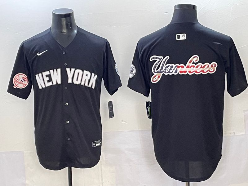 Men 2025 New York Yankees Blank Black Nike MLB Jersey style 009